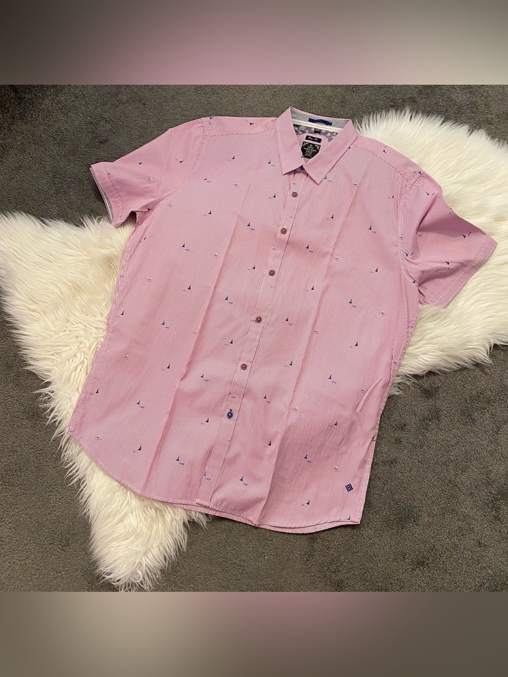 Point Zero Men’s Pink Short-Sleeve Button-Up Shirt